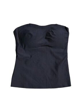 NWT | Black Fine Ribbed Bandeau Tank Top | Removable Straps | Size Medium